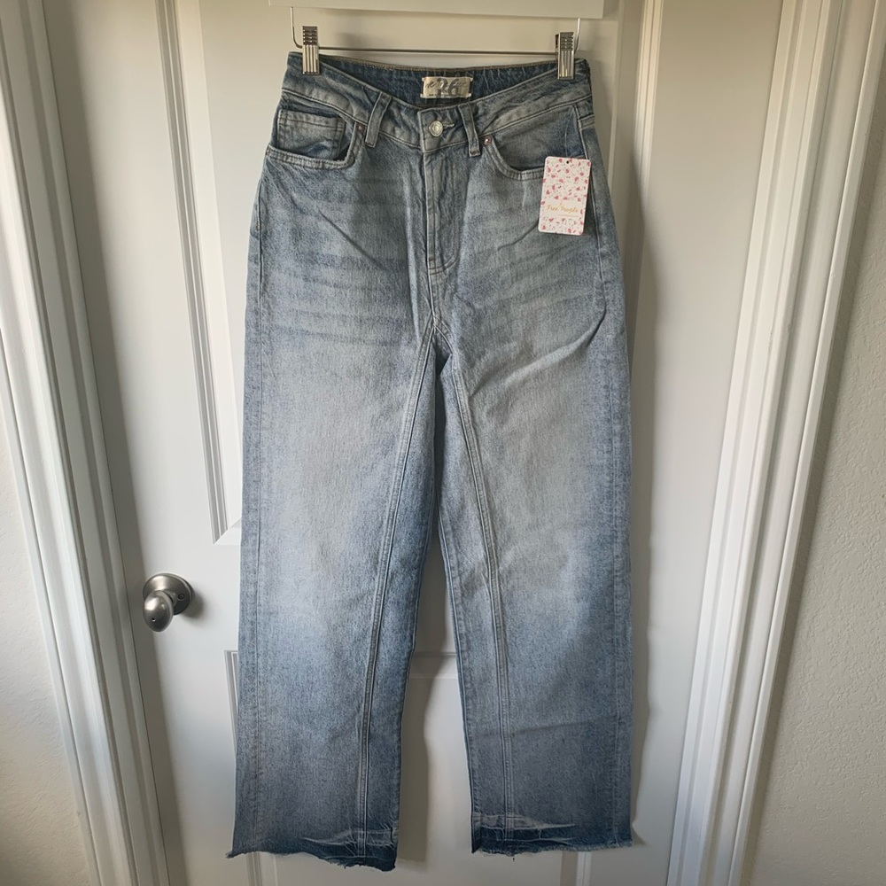 Free People relaxed straight slouch jean acid wash - Picture 6 of 10